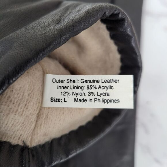 Isotoner Black Leather Driving Gloves with Knit Lining Women's Large - Picture 6 of 13